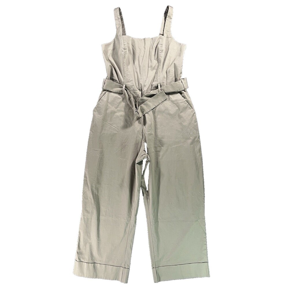 Abercrombie & Fitch Women Chino Jumpsuit Beige Cotton Blend Stretch Size XLP NWT